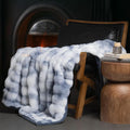 EVERGRACE Ultra Soft Luxury Fluffy Ridgeline Faux Rabbit Fur Throw Blanket, Thick Warm Bubble Throw for Bed, Cozy Plush Reversible Blankets for Couch, Chair, Sofa, Cloud Blue, 50x60 Inches, 870 GSM