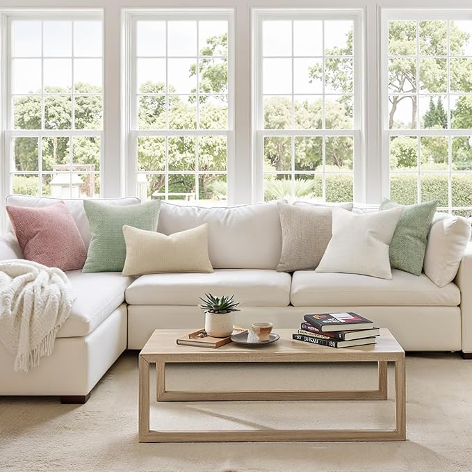 MIULEE Decorative Couch Throw Pillow Covers 16x16 Inch Neutral Cream 2 Pack | - Image 2