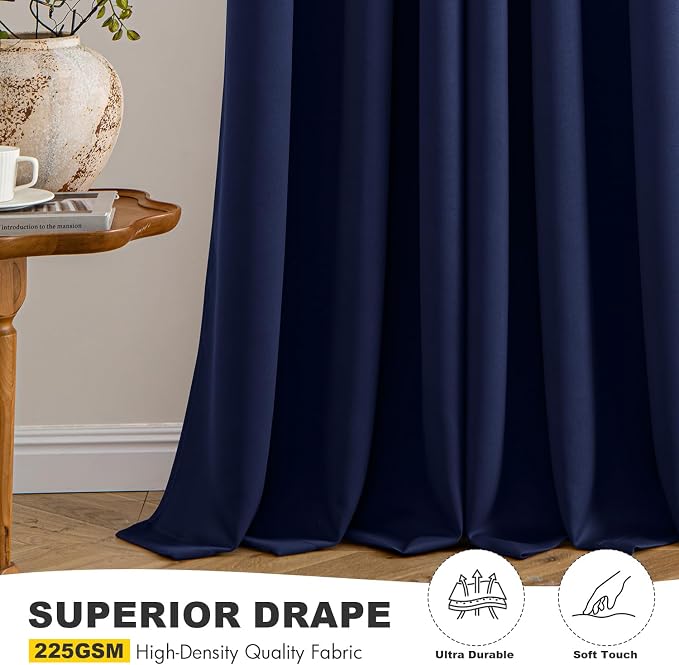 MIULEE Blackout Curtains for Bedroom 2 Panels 40 x 72 Inch Long Navy Blue | - Image 5