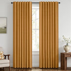 MIULEE Fall 100% Blackout Linen Curtains 42" x 84" Mustard Yellow 2 Panels | by MIULEE