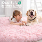 Amdrebio Pink Big Fuzzy Furry Circle Rug 8Ft - Image 2