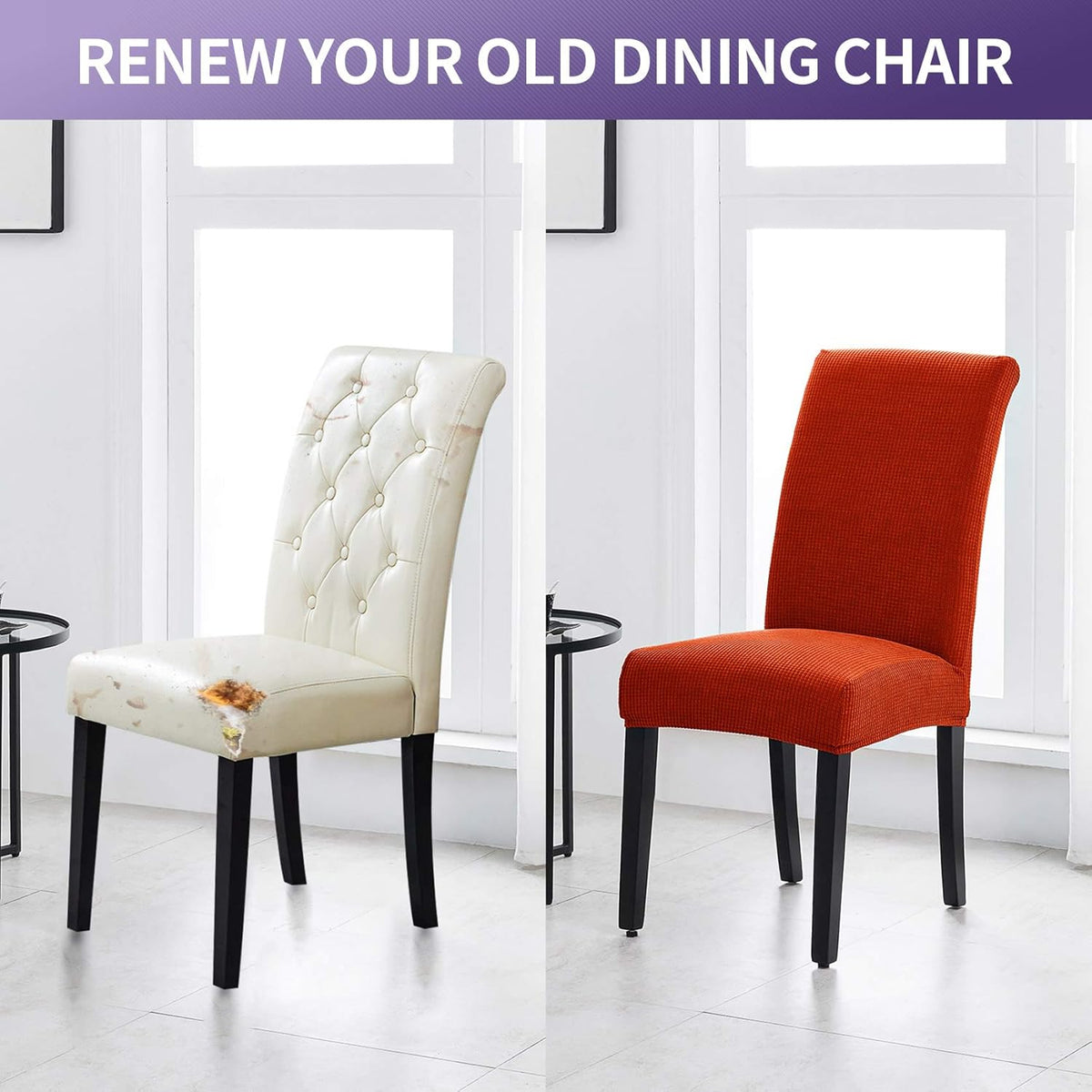 Joccun Chair Covers for Dining Room Set of 6,Dining Chair Slipcovers Stretch Dining Room Chair Covers Seat Protector,Parsons Chair Cover for Home,Hotel,Banquet(Pureed Pumpkin,6 Pack)