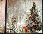6pcs Large Silver Snowflakes Ornaments 12” Big Plastic Glitter Snowflake for Winter Indoor Outdoor Christmas Tree Window Room Decorations Giant Craft Snowflakes