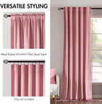 MIULEE Velvet Curtains 52x96 inches 2 Panels Blush Pink Blackout Curtains | - Image 2