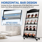 Floor-Standing Magazine Rack, 4-Layer Brochure Display Stand Tiered Design Magazine Stand Detachable Magazine Display with Casters for Exhibitions, Shopping Malls, Hospitals, Offices