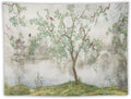 HZOHNAGO Japanese Tapestry Tree Misty Garden Lake Printed Wall Tapestry Ink Painting Wall Hanging for Bedroom Living Room Dorm 80" W x 60" H