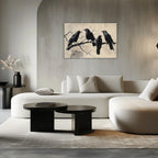 OAAPITI Birds Canvas Wall Art Black Couple Crow Picture Print Vintage Gothic Raven Artwork for Living Room Halloween Home Wall Decor(Artwork-9,24"x36")
