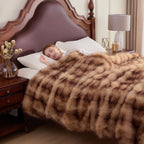 Fluffy Faux Fur Throw Blanket – Super Soft Warm Thick Plush Blanket for Bed, Couch & Office, Cozy Fuzzy Throw with Flannel Backing,90"x90", Brown