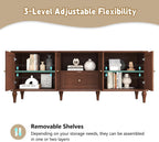 ARTPOWER 67'' Mid-Century Modern TV Stand with Storage Drawer and Doors, Long TV Stand with Adjustable Shelves for 75 Inch TV for Living Room, Bedroom, Brown