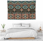 HZOHNAGO Aztec Tapestry Turquoise Blue and Brown and Native American Tribal Pattern Printed Wall Tapestry Wall Hanging for Bedroom Living Room Dorm 90" W x 60" H