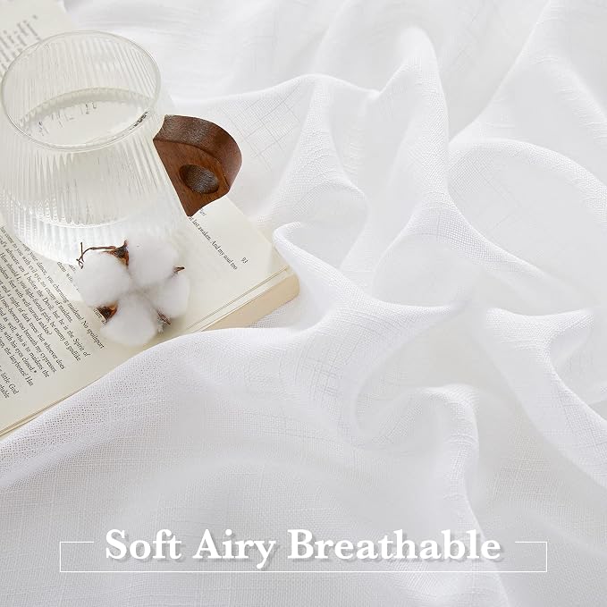 RYB HOME Light Filtering Linen Sheer Curtains 72 inch Long - Image 3