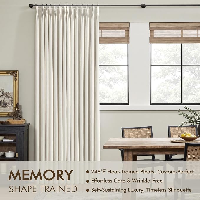 MIULEE Natural Extra Wide Pinch Pleated Blackout Curtains 60x84 Inches | Memory - Image 3