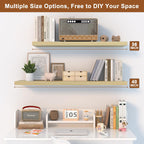 48 Inch Floating Shelf 3 Pack Large Floating Shelves for Wall No Drilling Accessories Included Deep Wall Shelves for Living Room Kitchen Farmhouse 48" W x 12" D x 1.2" Oak
