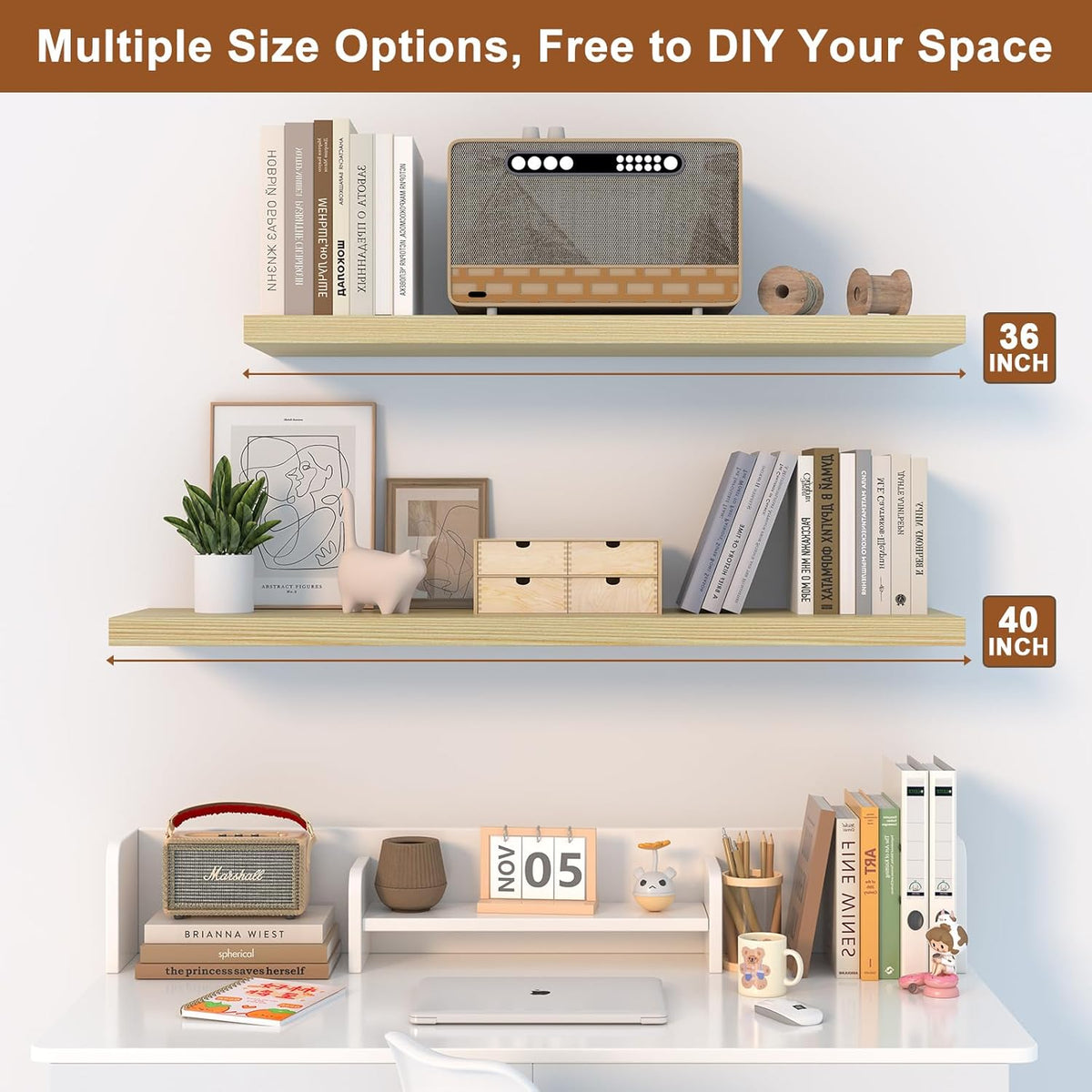 12 Inch Deep Floating Shelves for Wall 1 Pack Floating Shelves Large Storage Space Wall Mount Shelf for Living Room Kitchen Bathroom 30" W x 12" D x 1.2" H Oak