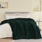 GONAAP Fuzzy Faux Fur Throw Blanket Twin Size Forest Green Super Soft Cozy Plush Fuzzy Shaggy Blanket for Couch Sofa Bed (Forest Green, Twin(60"x80"))