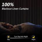 White 100% Blackout Linen Curtains 80 Inch Length 2 Panels Set - Image 2