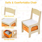 Kids Table and Chair Set, 3 in 1 Wooden Activity Table with Detachable Tabletop, Toddler Table and Chair Set with Storage Drawer, Kids Play Table for Children Art, Craft, Eating, Learning