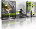Yxbhhym-Bathroom Decor Black and White Zen Wall Art Gray Green Room Decor Zen Poster Canvas Pictures Zen Artwork for Spa Living Room Wall Decoration Wall Art Bedroom Home Decor Framed Prints Art
