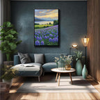 The lavender scenery all over the lake at sunset is suitable for posting in the living room bedroom office landscape poster wall painting