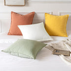 MIULEE Decorative Linen Pillow Covers 20x20 Inch Coral | Boho Farmhouse​ - Image 5