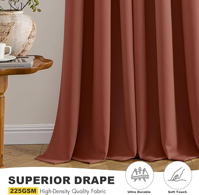 MIULEE Fall Blackout Curtains for Bedroom 2 Panels 40"x84" Long Terracotta | - Image 5