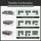 Boneless Sectional Cloud Couch Sofa for Living Room, 112" L-Shaped Modular Modern Lounge Sleeper Grey Couches with Chaise, No Assemble, Cordury Compression Upholstered Sofas