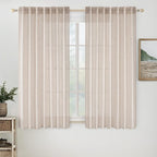 MIULEE Natural White Linen Curtains 64 Inch Length 2 Panels by MIULEE