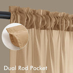 MIULEE Brown Sheer Curtains 84 Inches Long 4 Panels 42 x 84 Inches | Light - Image 3