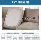 H.VERSAILTEX Velvet Stretch Couch Cushion Cover Plush Cushion Slipcover for Chair Loveseat Sofa Cushion Furniture Protector Seat Cushion Sofa Cover (3 Piece XL Sofa Cushion Covers, Oatmeal)