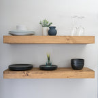 Modern Floating Shelves 3 Inches Thick for Wall, Wide Shelves for Kitchen, Living Room, Bedroom, and Bathroom, Natural Pine Wood, Rustic Wooden Shelf, (Set of 2) (Aged Oak, 48Lx3Hx6D)