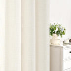 YoungsTex Ivory Linen Semi Sheer Curtains 52X68 Inch Length 2 Panels | Light - Image 7
