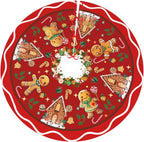 Gingerbread Man Candy Christmas Tree Skirt Xmas Tree Mat Christmas Tree Ornaments Decorations Holiday Party Indoor Outdoor 48"