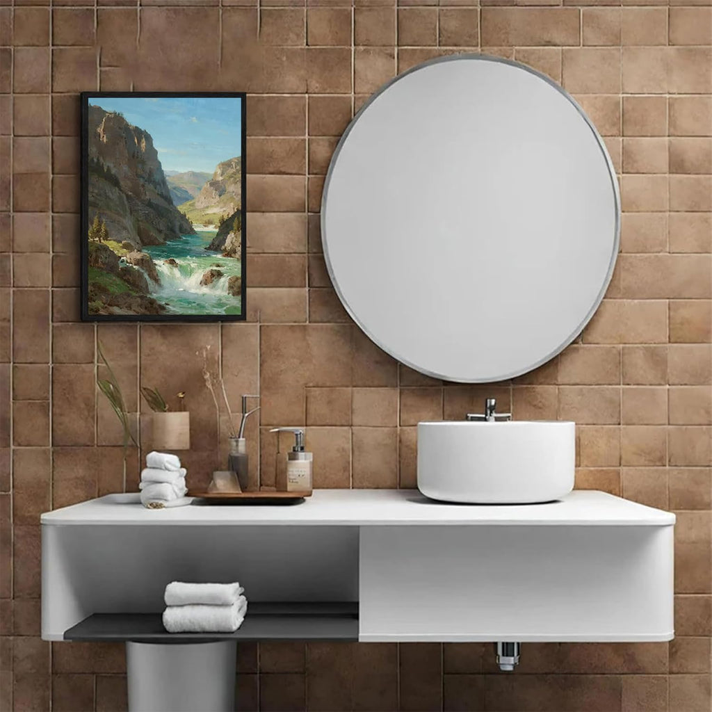 Natural mountain stream scenery poster suitable for bedroom beautiful blue sky flowing river scenery suitable for living room dormitory office