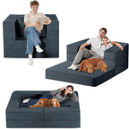 Folding Bean Bag Chair for Adults,3-in-1 Bean Bag Couch Faux Fur Floor Sofa Large Beanbag Convertible Bean Bag Sofa Bed with Pillow in Bedroom,Living Room,Apartment(Twin,Dark Grey)