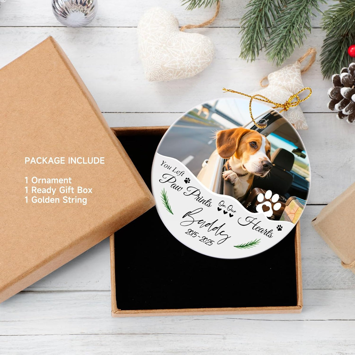 Custom Dog Memorial Gifts, Personalized Pet Memorial Ornament, Ceramic Christmas Ornaments 2025, Sympathy Keepsake Gift for Loss of Loved One, Dog Lover Gifts
