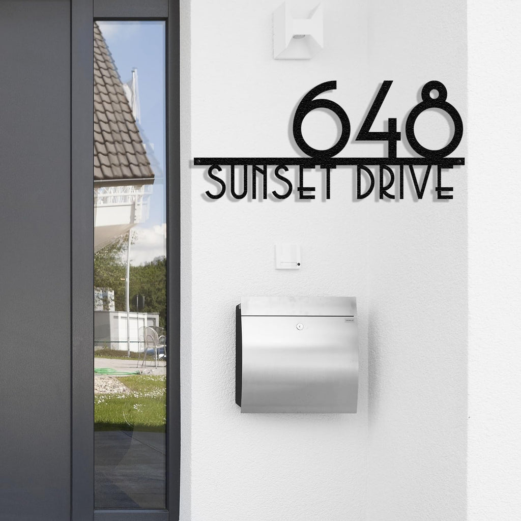 Personalized Metal House Number Sign for Outside Modern - Custom Outdoor Address Number Plaque Street Name Plaque House Letter Sign - Wall Art Decor - Unique Handmade New Home Gift Housewarming Gift