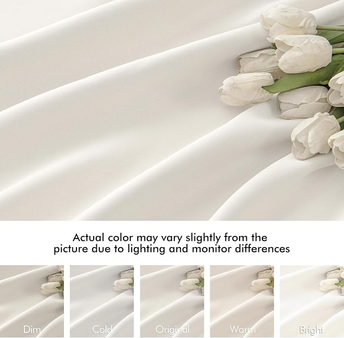 MIULEE Ivory Back Tab Blackout Curtains 52x84 Inch Length 2 Panels Set | Rod - Image 8