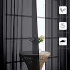 Black Sheer Curtains 120 Inches Long 2 Panels, Balance Light & Privacy Voile - Image 3