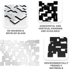 KOHROS Large Silver Wall Mirrors Decorative 48×32 Inch Modern Art Geometric Patchwork Mirror for Wall Decor, Living Room & Entryway Decor, 3D Space - Extending Wall - Mounted Mirror