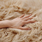 SERISSA 3x3 Fluffy Beige Round Faux Fur Area Rug - Image 3