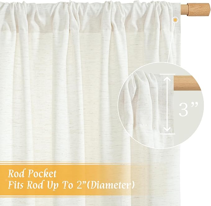 Natural Linen Curtains 72 inch Length - Image 3
