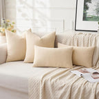 MIULEE Beige Chenille Couch Euro Throw Pillow Covers, 22x22 | Set of 2 - Image 4