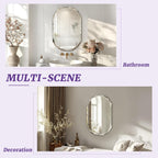 Bathroom Mirror for Wall, 24" x 48" Oval Mirror, Bathroom Vanity Mirror, Beveled Edge Frameless Wall Mount Vanity Mirrors, Wall Mirrors Decorative, Irregular Beveled Edge Mirror
