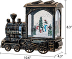 GenSwin Lighted Christmas Snow Globe Lantern, Battery Operated Snowman Musical Train LED Water Glittering with 6H Timer, Christmas Home Decoration Gift(Copper)