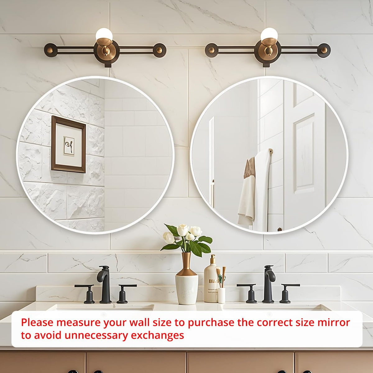 Fabuday White Round Mirror 30 Inch - Large Circle Mirror for Bathroom, Living Room, Hallway, Entryway, Matte Aluminum Frame Circular Mirrors for Wall Decor