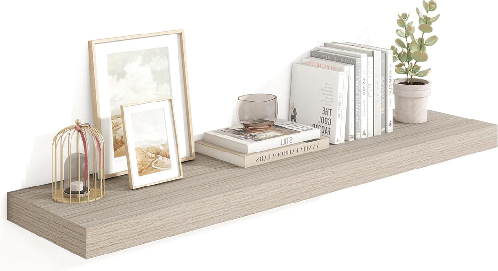 Heimlove 48" Floating Shelves for Wall,10 Grey Deep Rustic Wood Display & Storage Wall Shelves with Heavy Duty Brackets for Bathroom,Bedroom,Kitchen,Living Room,Office