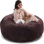 4FT Large Bean Bag Chairs,Big Adult Size Memory Foam Beanbags with Filler Included,Machine Washable Corduroy Cover,Ultra Soft Plush Gaming Bing Bag Puff Chair for Dorm, Living Room & Bedroom (Brown)