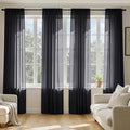 MIULEE Black Sheer Curtains 96 Inches Long 4 Panels 54 x 96 Inches | Light by MIULEE