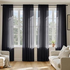 MIULEE Black Sheer Curtains 72 Inches Long 4 Panels 42 x 72 Inches | Light by MIULEE