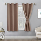 Short Blackout Curtains for Bedroom Cappuccino 42 x 45 Inch 2 Panel | Thermal - Image 8